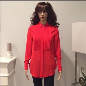 J CREW Red Chiffon  Blouse Size 00